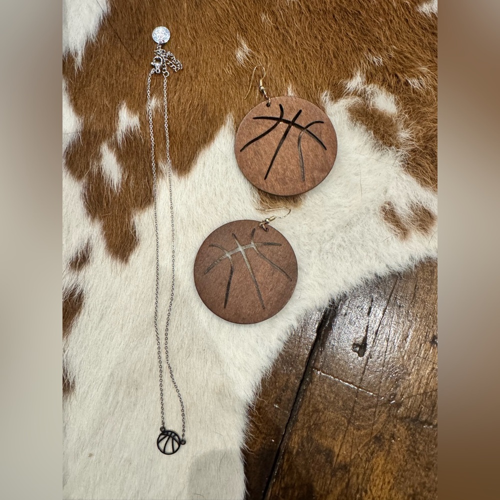 Basketball necklace and earrings